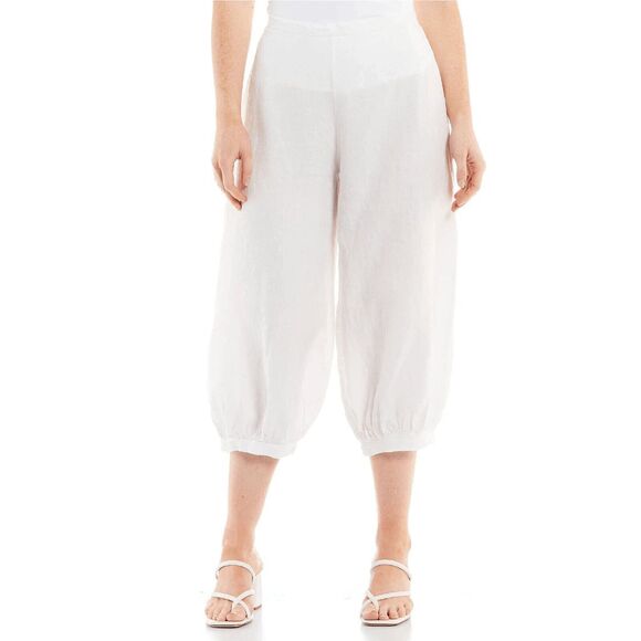 bryn Walker Pants - Bryn Walker White Linen Campa Balloon Leg Cropped Pants Lagenlook Women's Medium